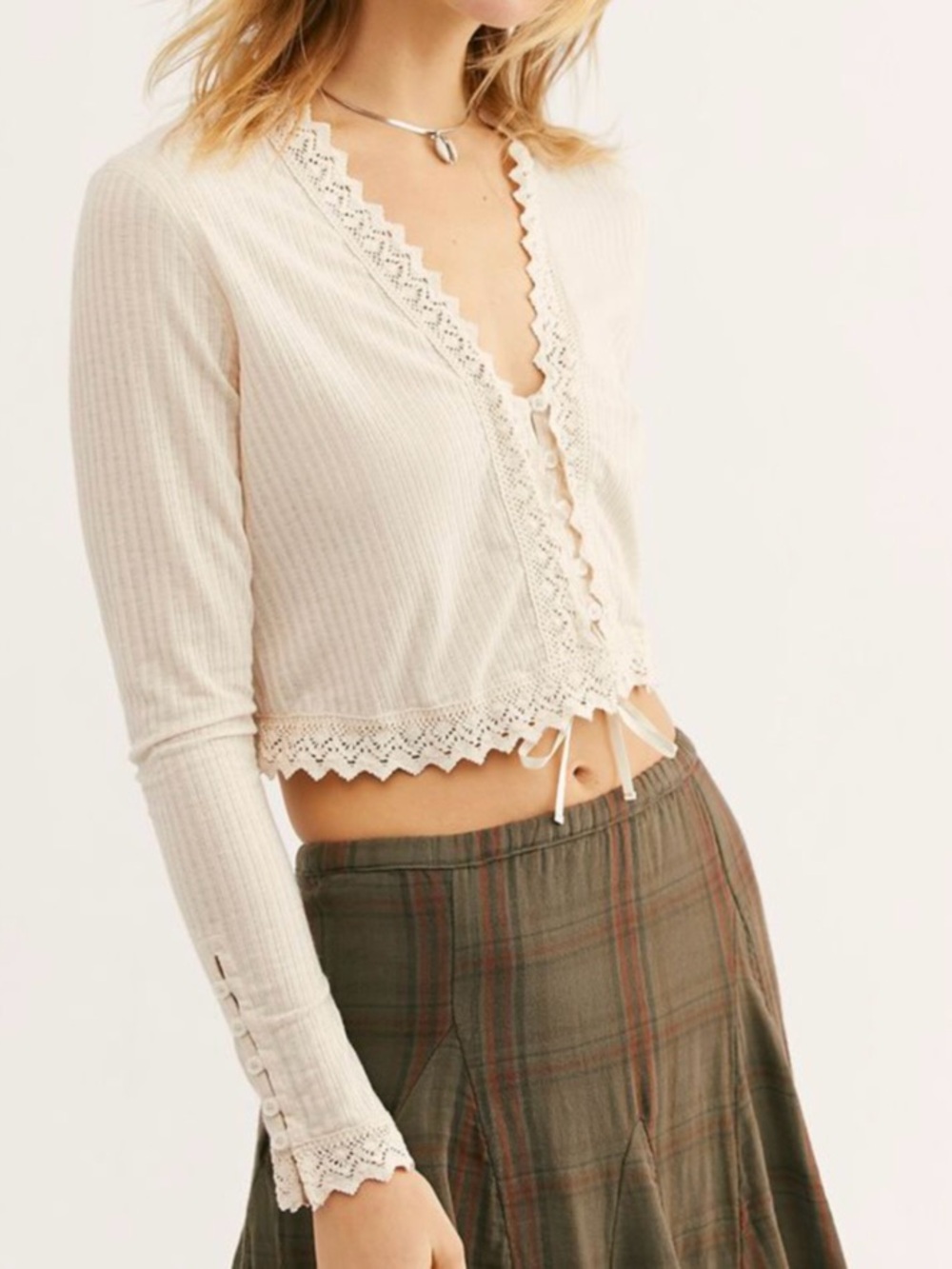 Free People Third Date Top Small Creme